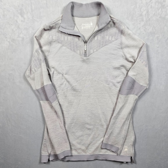 Smartwool Intraknit 250 Sweatshirt Womens Large Gray 1/4 Zip Merino Baselayer - Picture 2 of 16